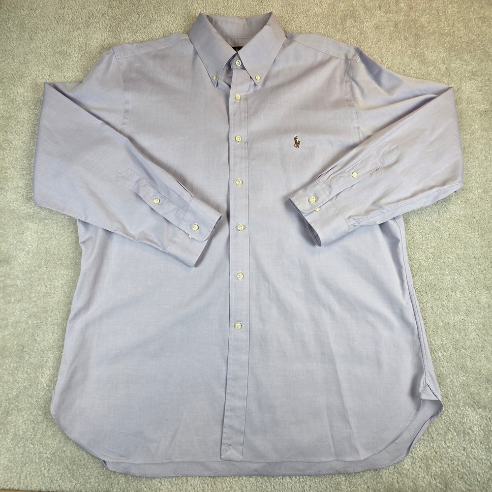 Ralph Lauren Mens Button Down Shirt Light Purple Cotton Long Sleeve 17 32-33 - Picture 3 of 10